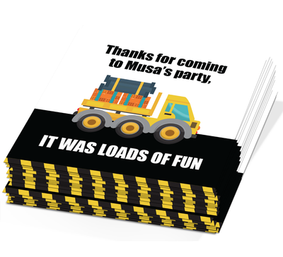 Thanks for coming it was loads of fun stickers and tags party favors | Salaam Cards